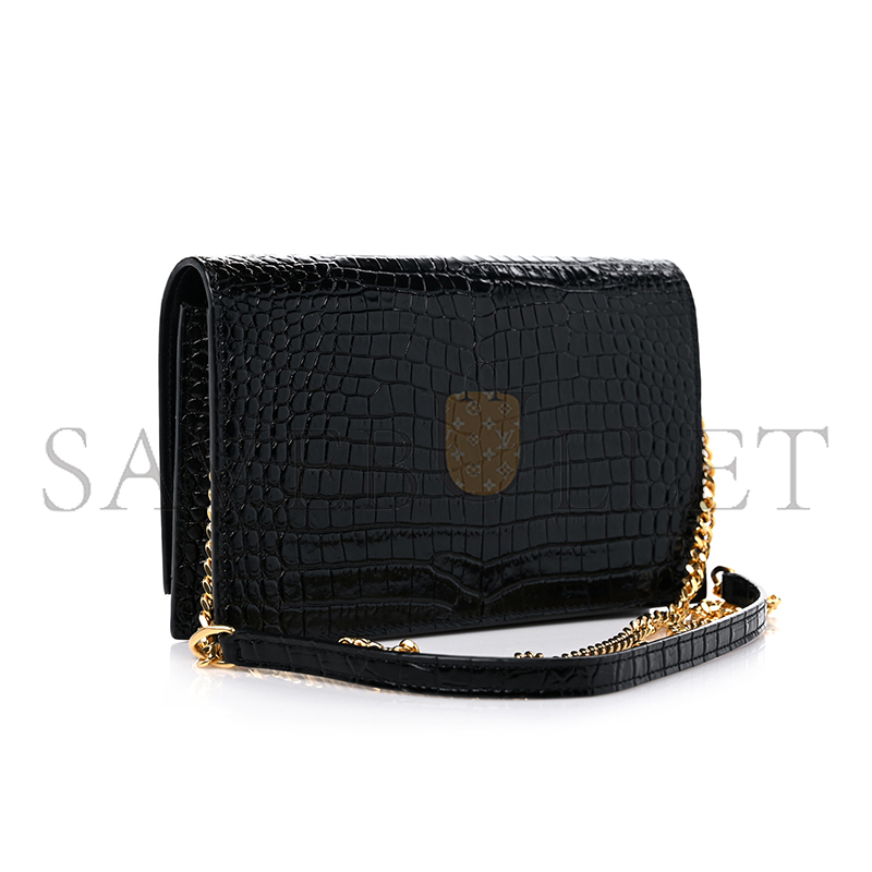 Y*L kate monogram tassel chain wallet in calfskin crocodile embossed 452159dnd1j1000 (19*12.5*4cm)